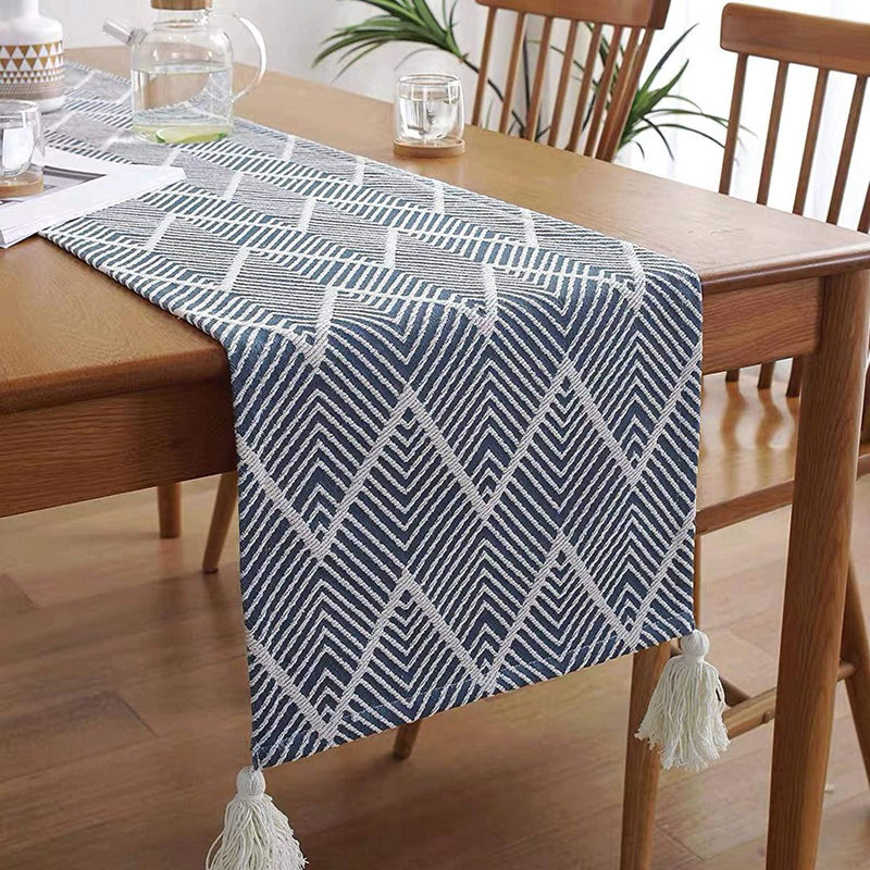 Corrigan Studio® Table Runner 72 Inches Long, Blue Stripe Farmhouse